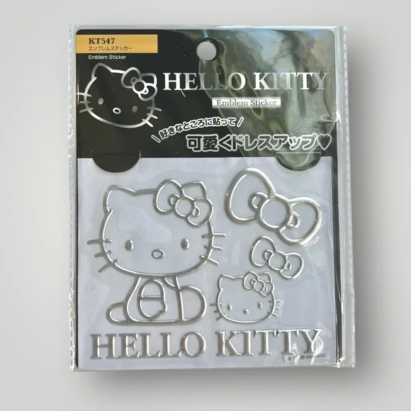 Sanrio Hello Kitty Kawaii Decal Cute Car Sticker Silver Gray KT547 Japan New - Picture 8 of 11